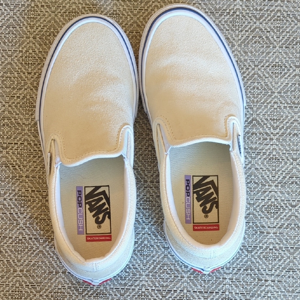 Vans Slip-On Cream Sneakers Old Skool Skate Shoes - Picture 2 of 5